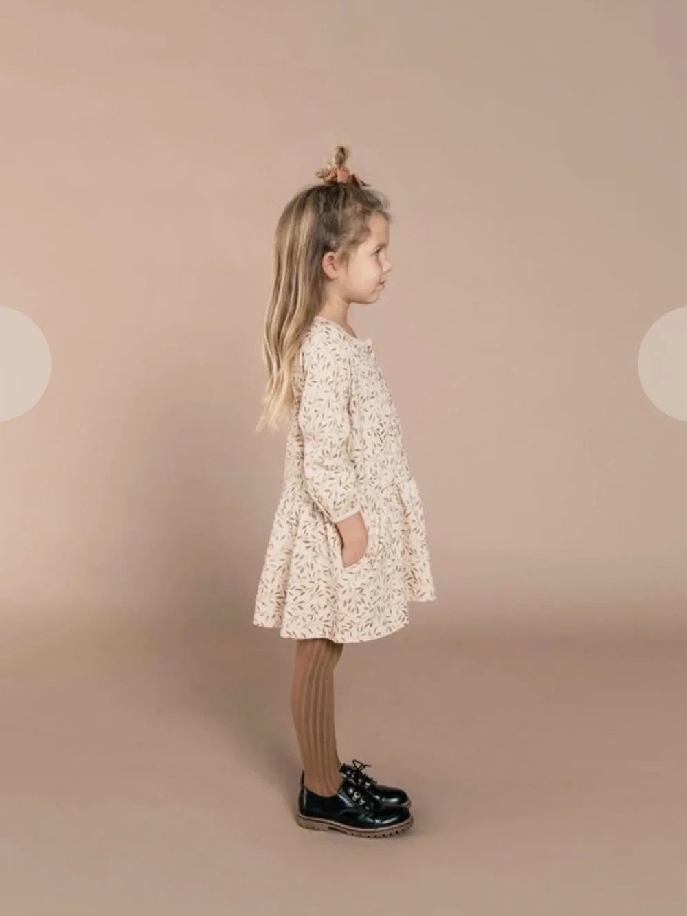 Rylee + Cru Vines Button Up Dress, Wheat, 2-3Y